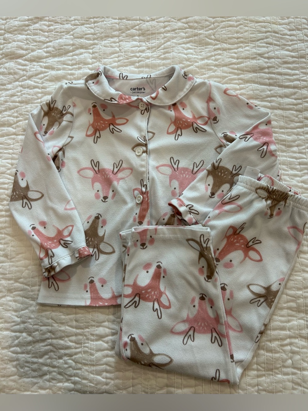 Carter’s Girls Flannel Reindeer 2 pc Pajamas Size 4T